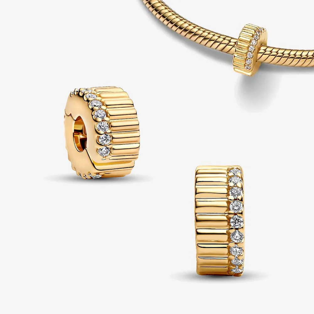 عيد الميلاد 925 الفضة الاسترليني الوردي Pavé كليب سحر سحر الخرز ل الخرز سوار الأصلي النساء المجوهرات DIY هدية