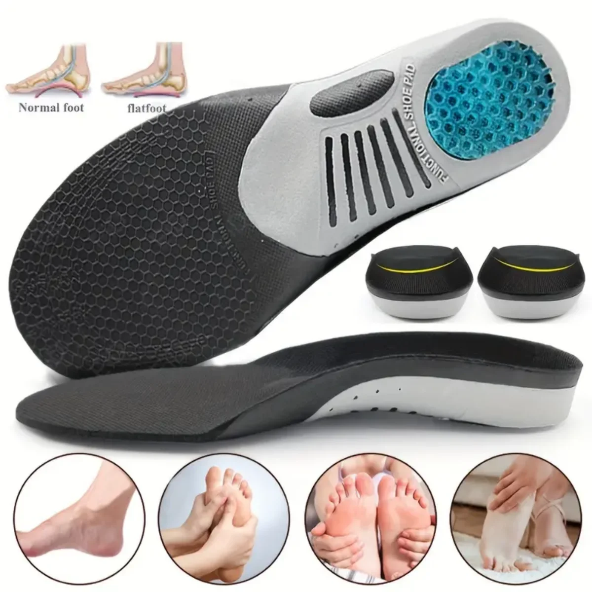 1Pair Orthopedic Insoles Orthotics Flat Foot Health Sole Pad For Shoes Insert Arch Support Pad Plantar Fasciitis Feet Care Pads