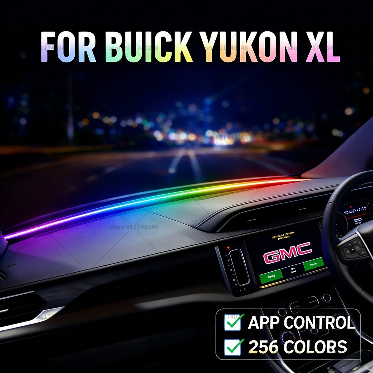 

Декоративная световая полоса для GMC Yukon XL, цветная акриловая звукоизоляционная полоса для лобового стекла, атмосферная подсветка