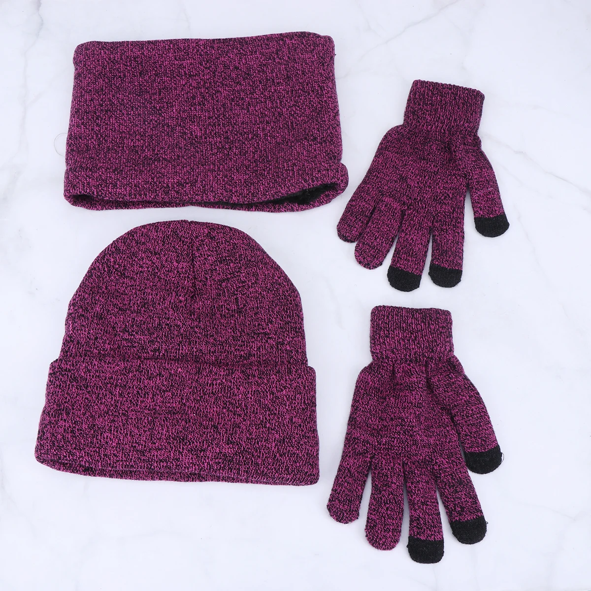 

Winter Yarn Hat Neck Scarf Gloves Set Women Windproof Wool Hat Cold Mitten Fashionable Warm Comfortable Premium Material