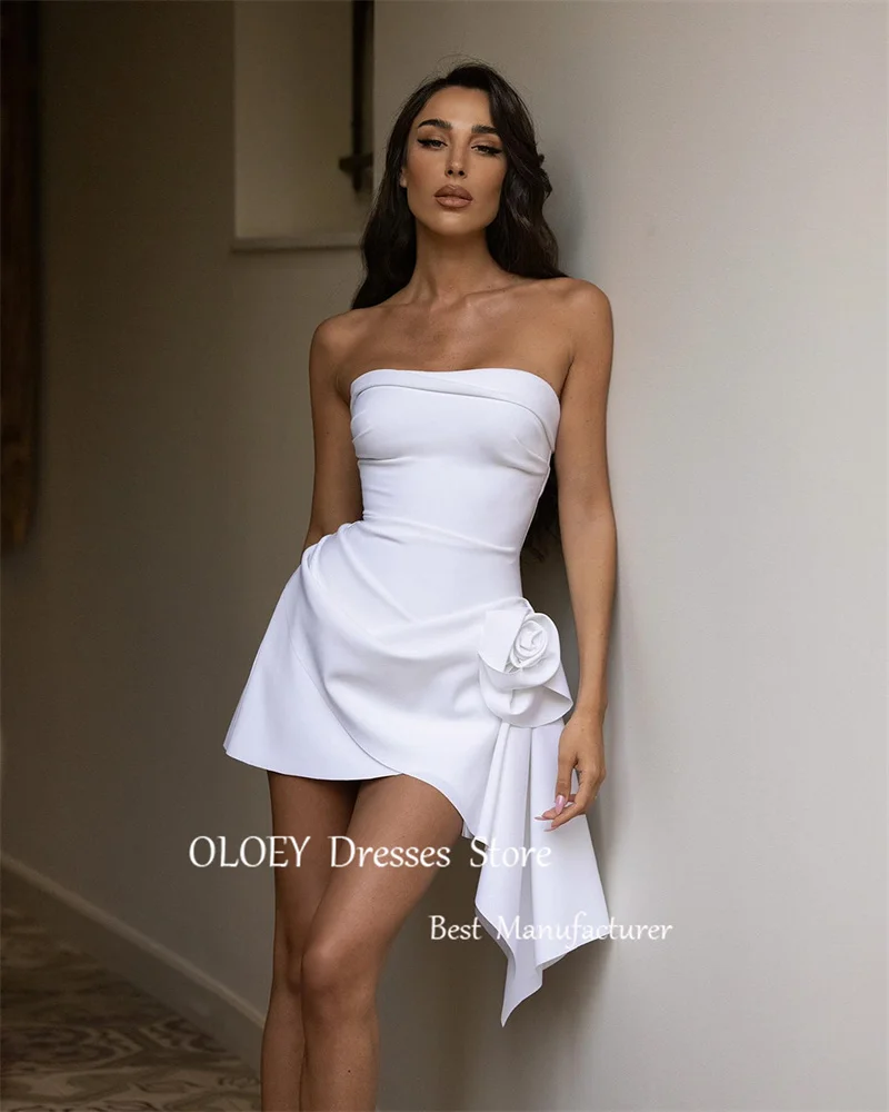 OLOEY Mini Sexy Short Wedding Dresses Sweetheart Bowknot Garden Summer Bride Dress Receiption Gowns Soft Satin Robe de mariage