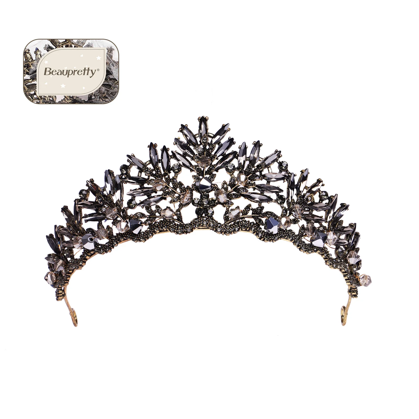 Coroas pretas para mulheres gótico retro strass tiara strass headwear feminino