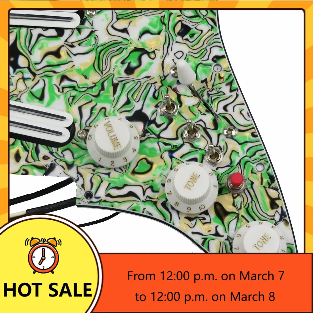 

Q-X- Music Store--brand new-Green Onyx Pickguard White Pickup Dual heat track Humbucker Pickup Versatility Pre-Wired Pickguard