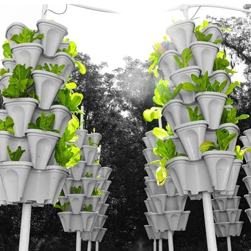1PC Plastic Stackable Vertical Flower Plant Pot Strawberry Seedling Holder Vegetable Planters Garden Three-Petal Pot Decoration