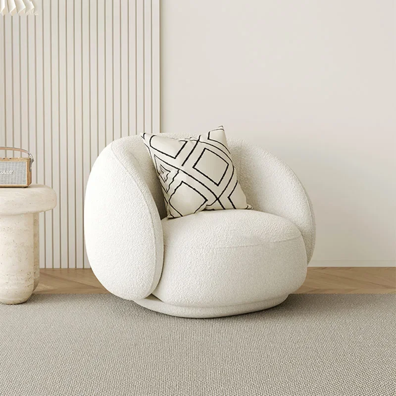 

Customizable Cute Fluffy Living Room Chair Elastic White Floor Single Living Room Chair Back Support Meubles