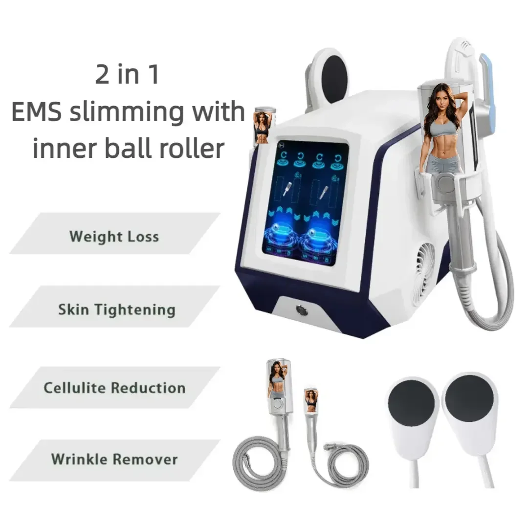 EMS+Roller Massage 2 in 1 Slimming Muscle Rotates 360°Lymph DrainageWeight Loss Professional Beauty Machine