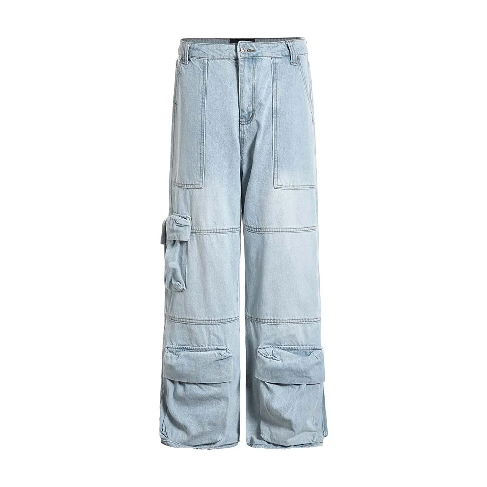 MADE EXTREME Washed Legs White Multi-Pocket Cannonball Jeans Y2k Men’s Jeans