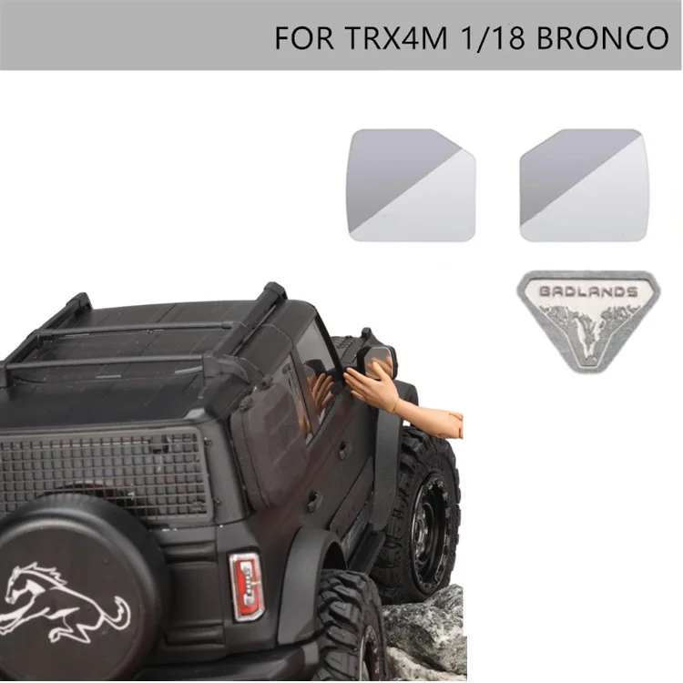 

For Traxxas Trx-4m 1/18 Bronco Trx4m Rc Crawler Car Upgraded Parts Stainless Steel Rear View Lens Specular Reflector Front Badge