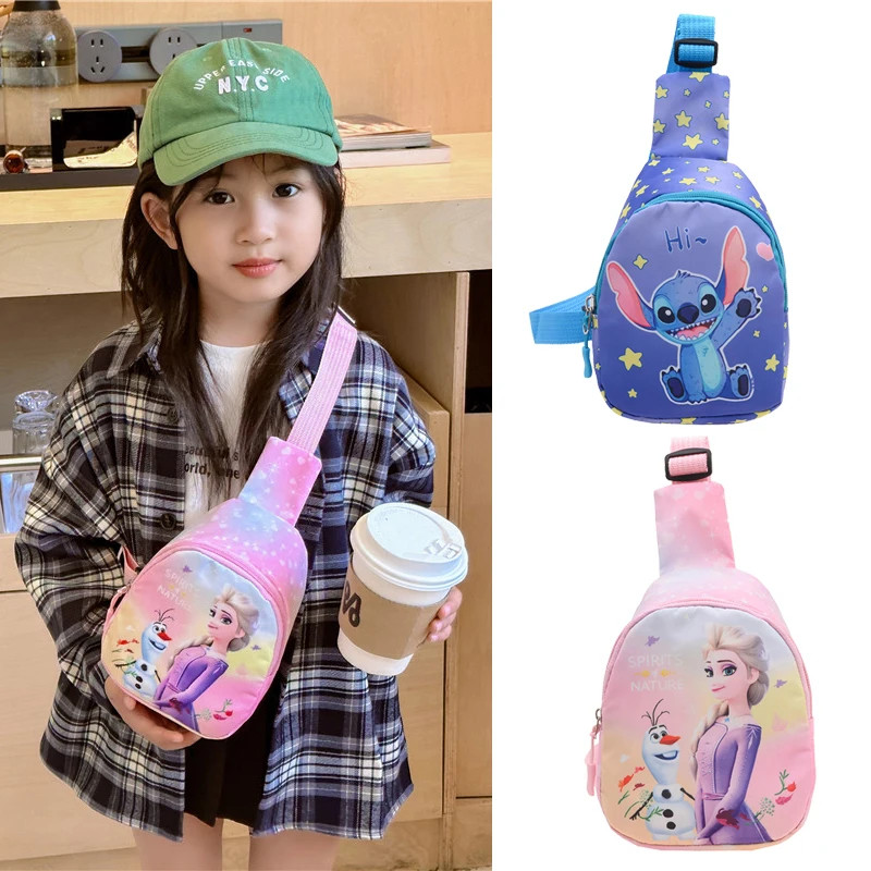 Disney Stitch Torba na klatkę piersiową Śliczna mini torba na ramię dla chłopców i dziewcząt Dziecięca torba na pas z zamkiem błyskawicznym Prezent urodzinowy dla dzieci