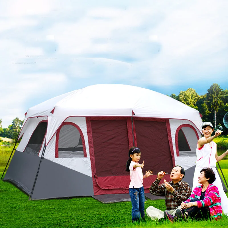 

Ultralarge 6-12 Person Double Layer Waterproof Two Hall One Bedroom Camping Tent Large Gazebo Tienda De Campaña Barraca