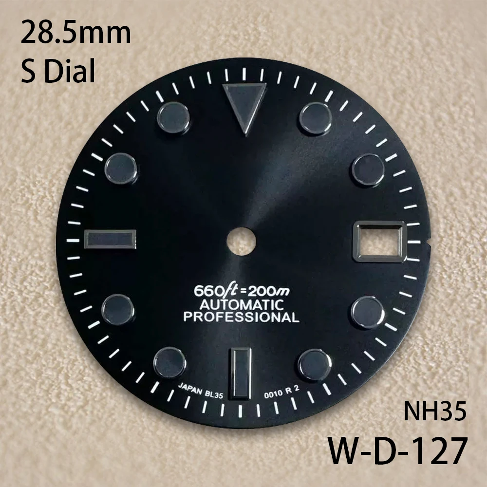 28.5mm S Logo SUB Wijzerplaat Fit NH35/NH36/4R/7S Japanse Beweging Zwart/Wit hoogwaardige Horloge Gemodificeerde Accessoires