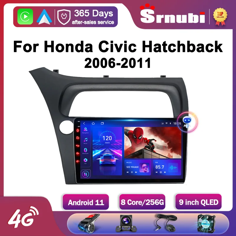 

Srnubi Android 12.0 For Honda Civic Hatchback 2006-2011 Car Radio Multimedia Video Navigation 2Din 4G Carplay DVD Head Unit