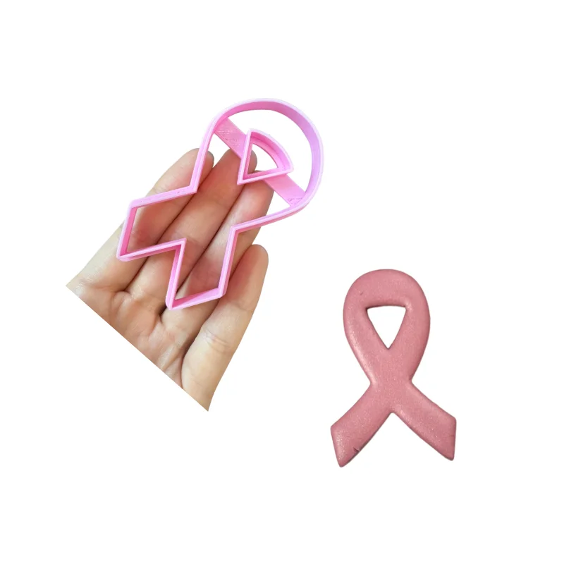 Cake Tool 3 Cavity Breast Cancer Awareness Ribbon Mould Baking Silicone Mold Pla Cookie Cutter Cake Decoration