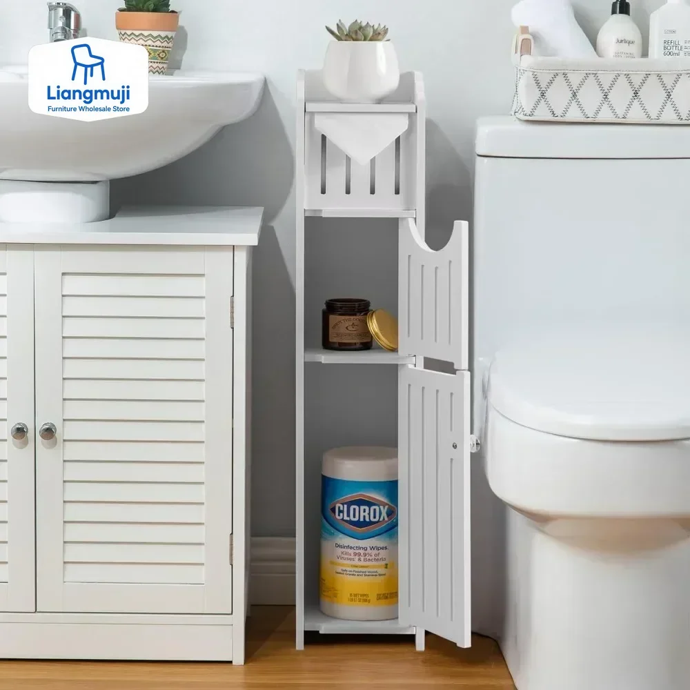 

Bathroom Storage Cabinet Toilet Paper Narrow Holder Stand Save Space Multi Layered Bathroom Cabinet Large Capacity Storage Shelf