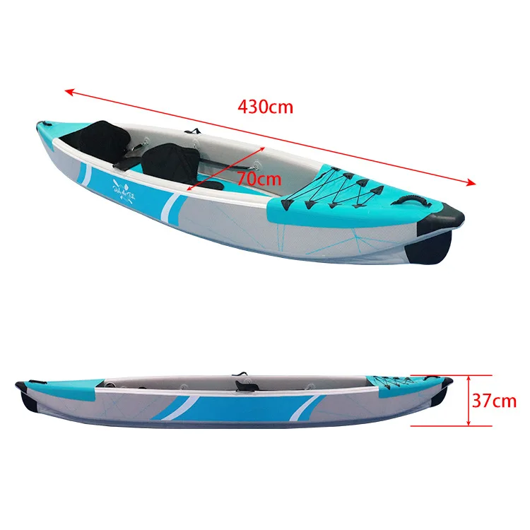 زورق كاياك دواسة الصيد نفخ كاياك شفاف OEM الصين PVC الرياضة الصيد 2 شخص كاياك