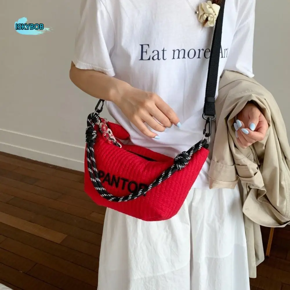

Simple Korean Letter Shoulder Bag Versatile Stylish Hobo Crossbody Bag Adjustable Strap Zipper Women's Handbag Daily