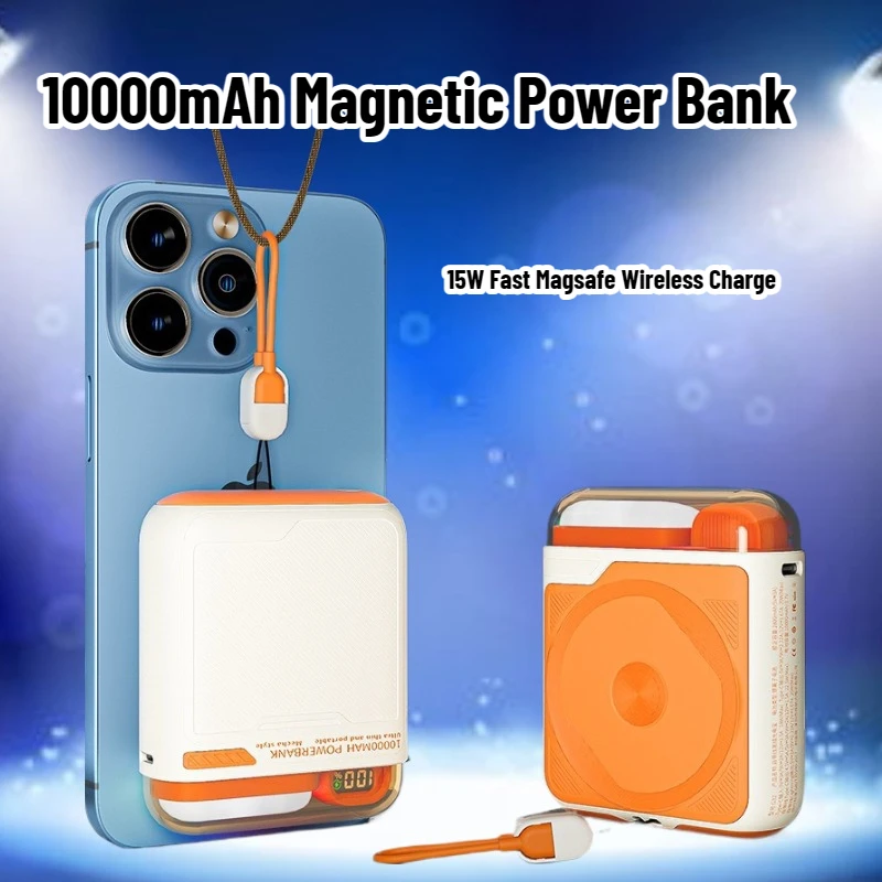 

10000mAh Magnetic Power Bank for iPhone 16 15 Samsung Xiaomi External Battery15W Fast Magsafe Wireless Charger PD 20W Powerbank