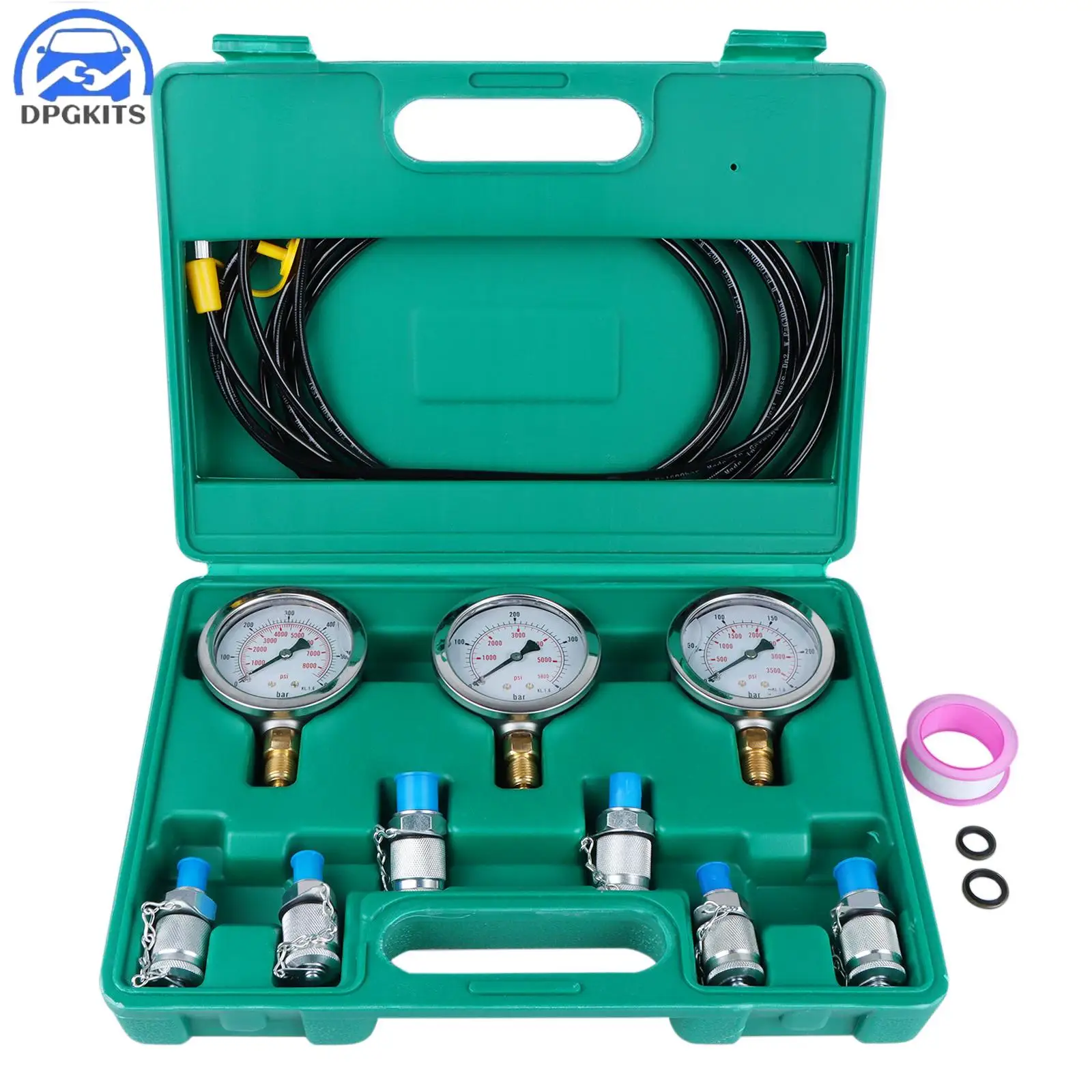 

DPGKITS Excavator Hydraulic Pressure Gauge Test Kit With 6 Test Couplings 3 Pressure Gauges 3 Test Hose Car Accessories SALE