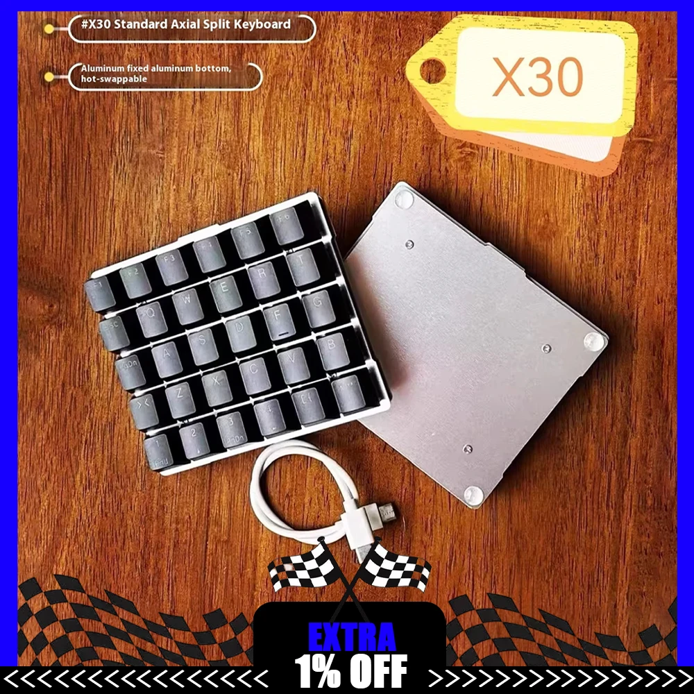 

X30 Split Keyboard Wired Hot Swap Support QMK VIAL Stm32f40 Split Keyboard Kit PC Gamer Accessory