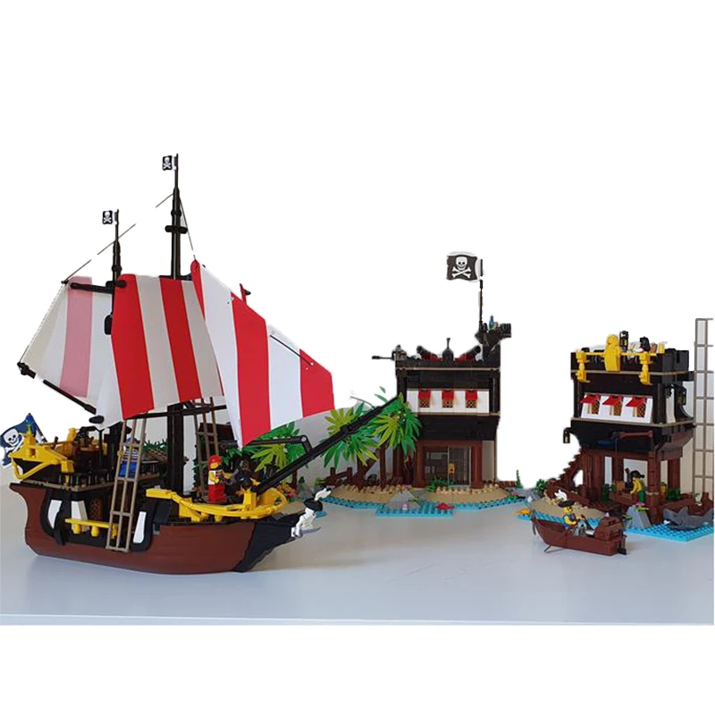 Mittelalter liche Serie modulares Gebäude Moc Piraten von Barracuda Bay Modell technische Ziegel Montage Kinder Spielzeug Geschenke Teile