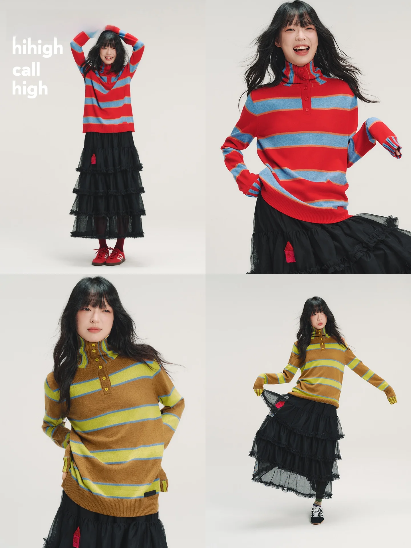 

HH Original Color Blo Striped f Open Ne oulder Knitted Base irt Sweater Soft Wool Blend Long Sve Ciwalk Sle