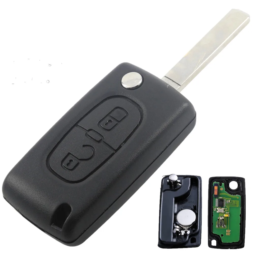 

2 Buttons Remote Car Key Flip Auto VA2 Blade ASK/FSK For Peugeot 307 3008 308 408 433MHz PCF7961 ID46 CE0536 2pcs/Lot