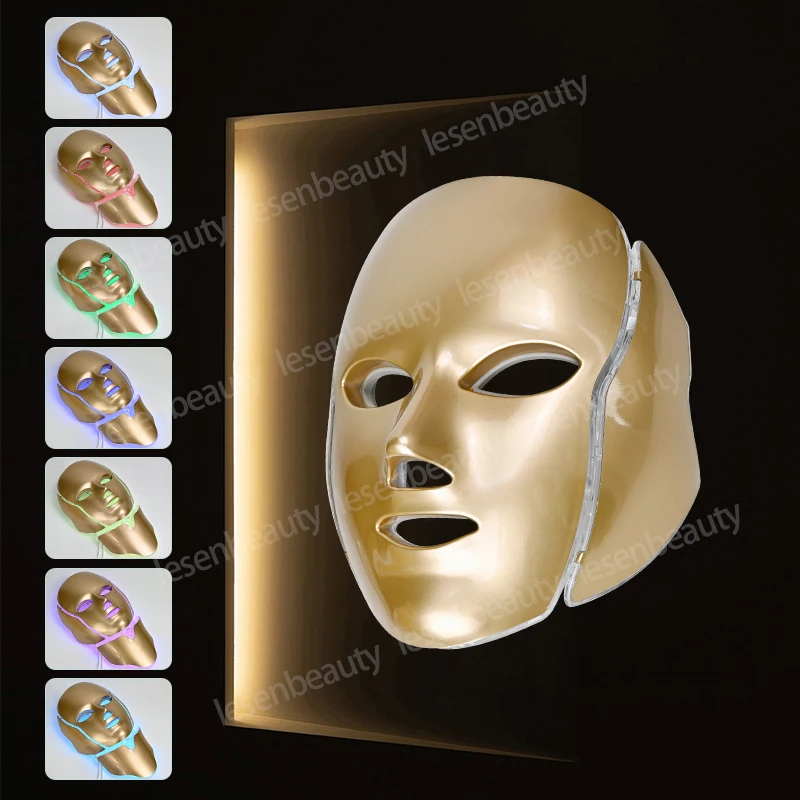 Masque facial anti-acné photodynamique à LED, 7 couleurs, rajeunissement de la peau du cou, thérapie qualifiée ale, rétrécissement des pores, salon SPA, usage domestique