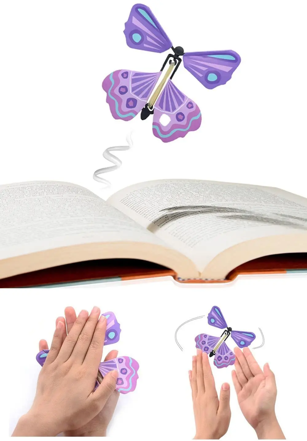 Magic Flying Butterfly Fairy Flying Toy Winding Rubber Band Electric Butterfly Toy Color Bookmark Gift Decoration Gift