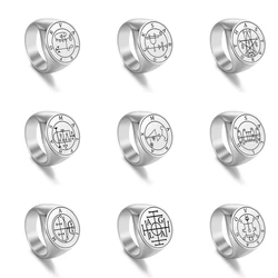 Dreamtimes Vintage Style Viking Solomon Seal Runes Big Ring Male Stainless Steel Rings for Men Wedding Gift Jewelry Accessories