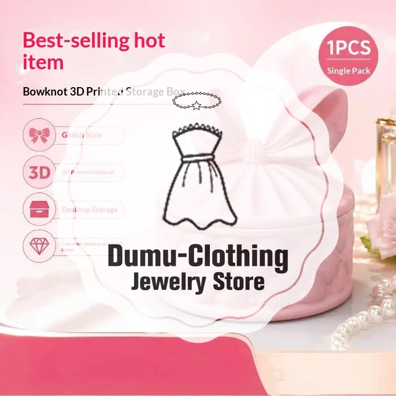 Girly Style Bowknot Jewelry Storage Box, Round Dust-Proof Jewelry Box, Excellent Desktop Decoration Gift, Suitable for Girls an