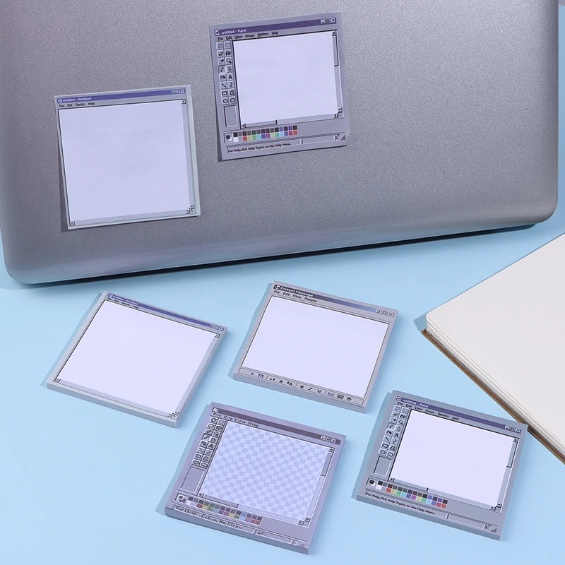 50 Sheets Vintage Computer Drawing Sticky Notes - Ideal For Artists & Office Use Durable Adhesive Notes Sticky Notes For Office