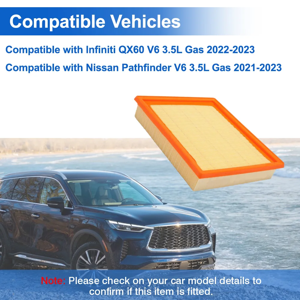 

Engine Air Filter 16546-6TA0A CA12931 For Infiniti QX60 V6 3.5L Gas 2022-2023 For Nissan Pathfinder V6 3.5L Gas 2021-2023