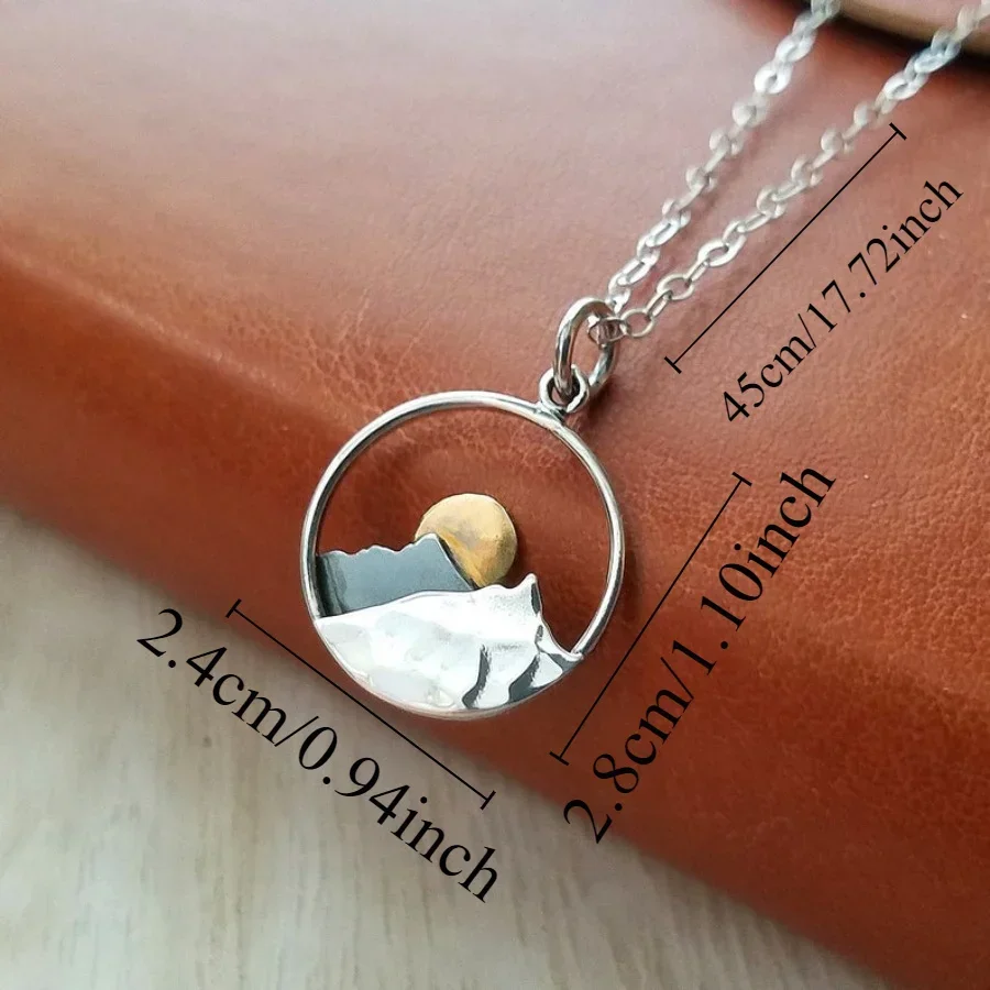 Simple Hollow Mountain with Sun Necklace Jewelry Necklace for Women Perfect Christmas Jewelry Gift Anniversary Gift for Family