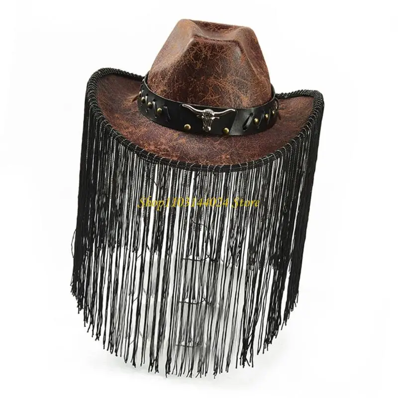 N5KE Classical Western Hat Adjustable Band Embellishment Comfort Wear Outdoor Wear