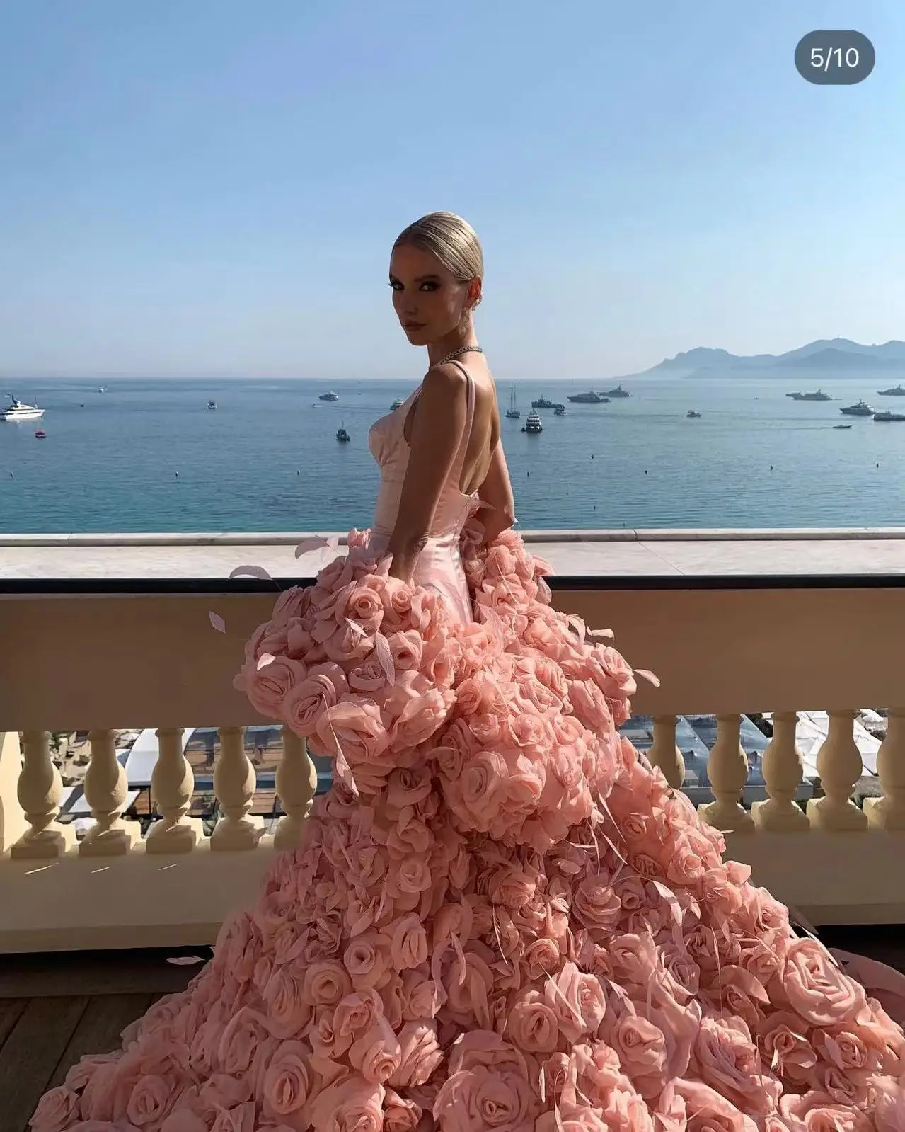 New Arrival Pink Stain Mermaid with Long Flowers Cape فساتين السهرة vestidos de fiesta فساتين سهره evening dresses