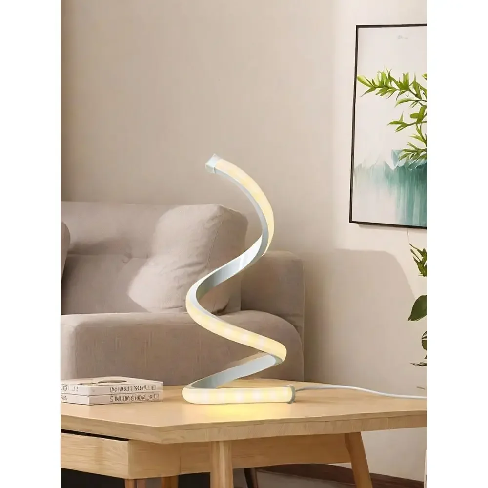 Sets Modern Table Lamps, Dimmable Spiral Bedside Lamps, 3Color 10Brightness LED Desk Lamp For Bedroom, Living Room, Office