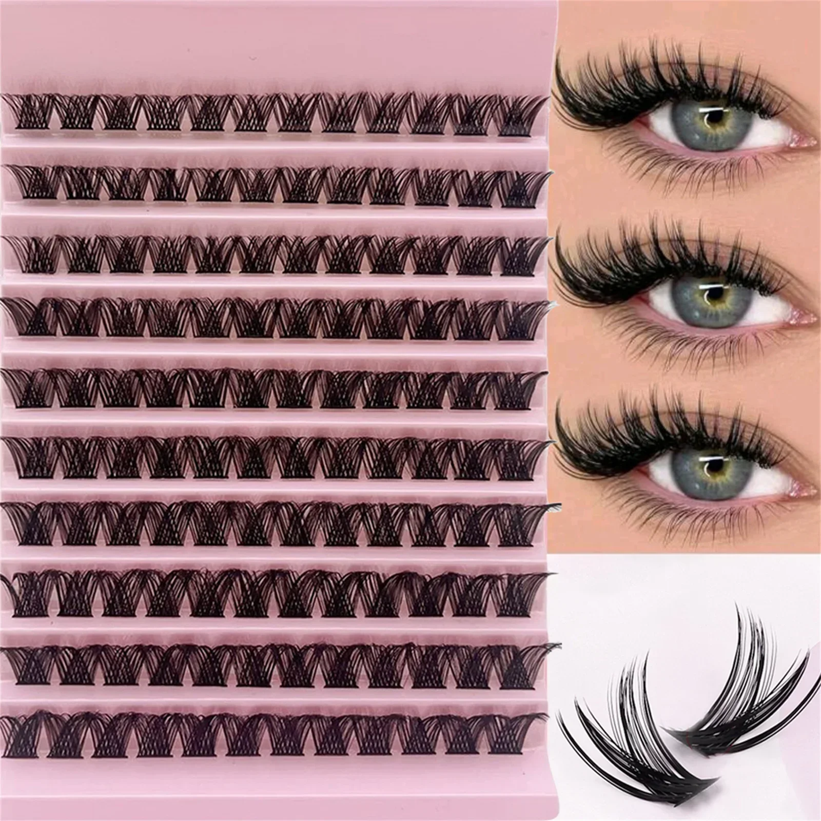 120 sztuk klastra rzęs 8-16mm delikatne pojedyncze rzęsy naturalny wygląd D Curl puszyste klastry rzęs DIY przedłużanie rzęs