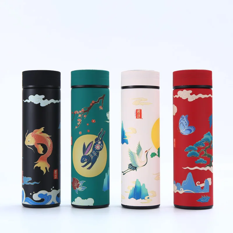 Creative National Water Bottle 304 Stainless Steel Intelligent Insulation Touch Display Vacuum Mup Beautiful Chinese Style Cup