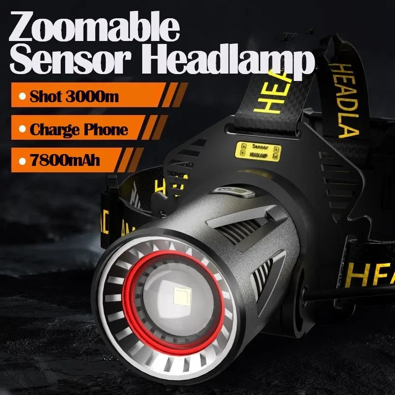 

【Best-selling】 High Power 50W Long Range LED Headlamp 7800mAh 18650 Rechargeable Battery Led Headlight Camping Led Flashlights A