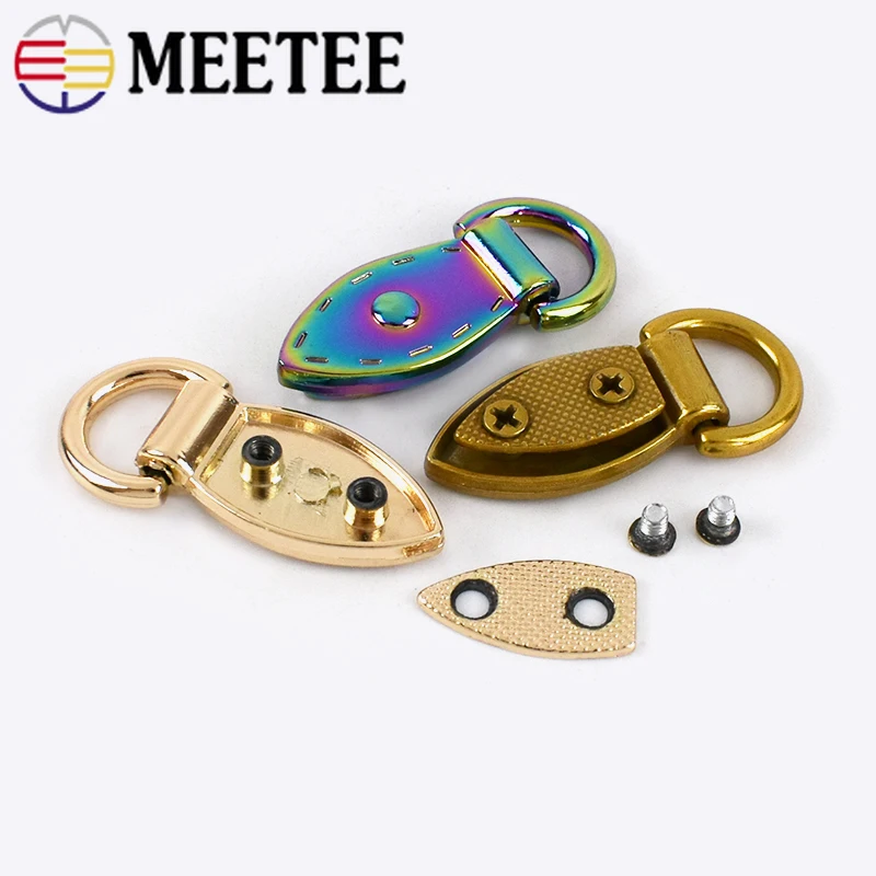 4/10Pcs Metal Buckles Leaf Shape Bag D Ring Handbag Connector Bags Side Hanger Hook Clasp with Screws Strap Leather Accessories