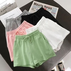 Pantalones cortos de pierna ancha para mujer, Shorts informales con cordón elástico hasta la rodilla, holgados, de cintura alta, suaves y frescos, talla grande, Verano