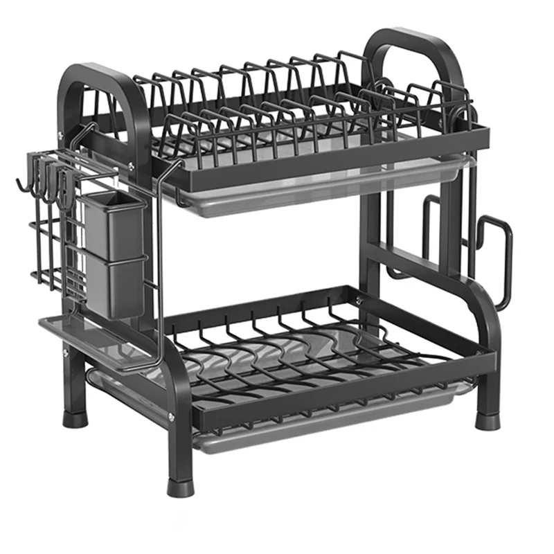 

Dish Drying Rack -Multifunctional Dish Rack, Rustproof Kitchen Dish Drying Rack with Drainboard & Utensil Holder