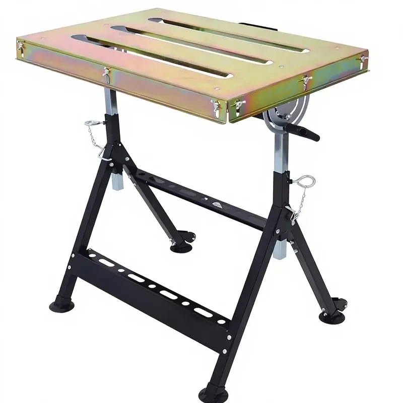Adjustable Welding Table 30x20 Folding Workbench with Wheels Tilt Angle Portable Height Adjustment 400 lbs Load Bearing