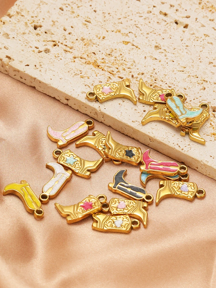 Breloques multicolores pour bottes longues, 5 pièces, pendentifs de collier en acier inoxydable pour Bracelet, boucles d'oreilles, fournitures de bricolage, fabrication de bijoux à la mode