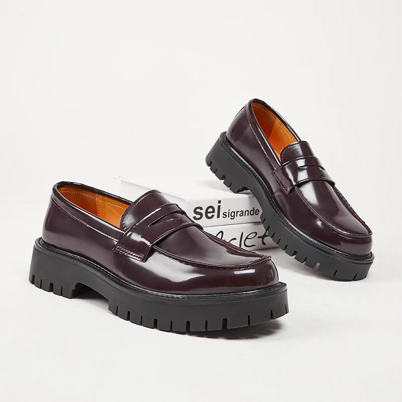 New Men's Luxury Leather Shoes Thick-soled Height Increasing Dress Shoes Fashion Loafers Comfy Casual Business Formal Mocassins