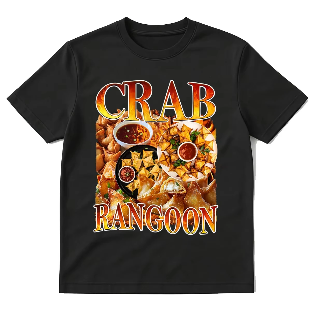 Crab Rangoon Vintage Food T-Shirt Retro 90s Funny Snack Asian Appetizer Graphic T-ShirtsWomen Short Sleeve T Shirt