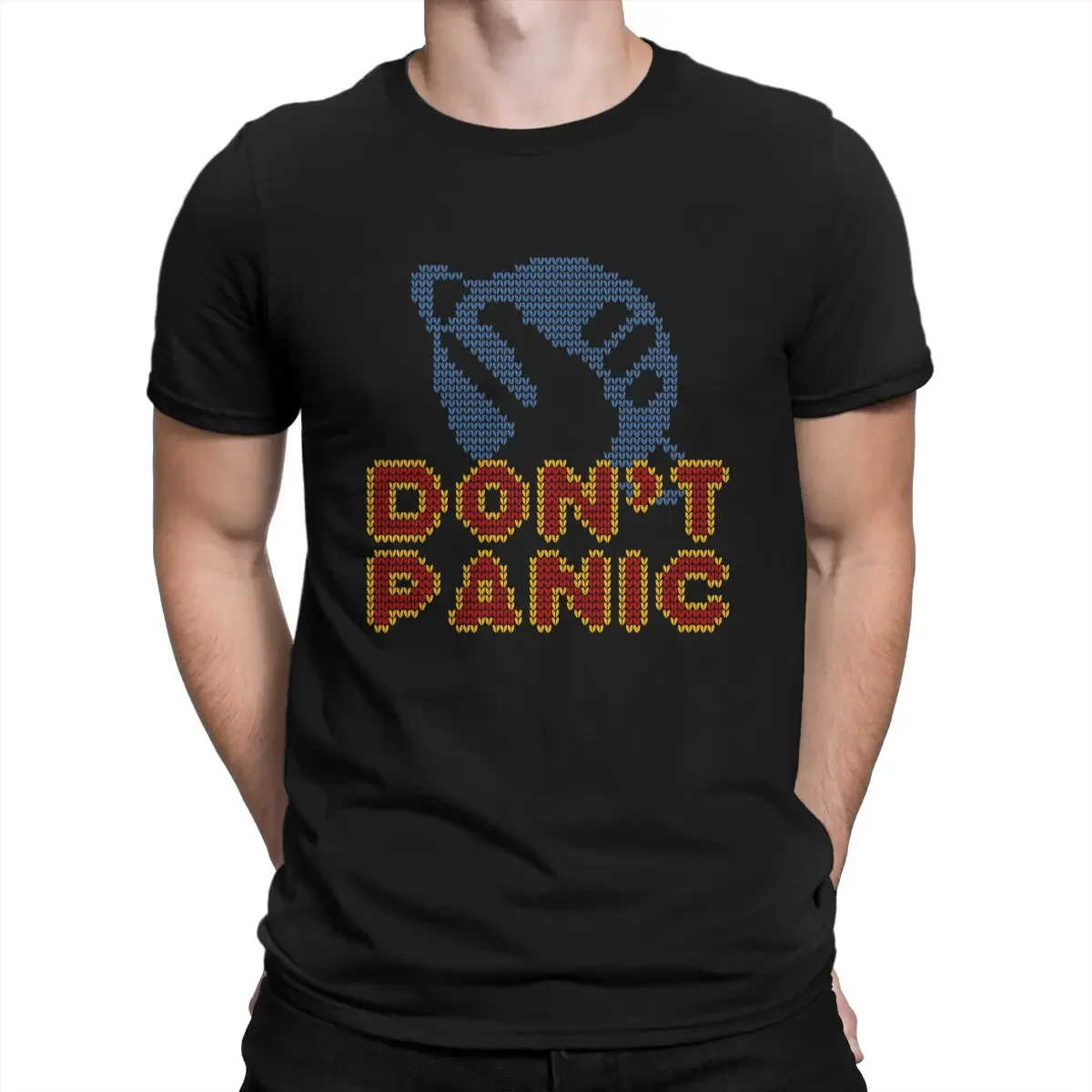 The Hitchhikers Guide To The Galaxy Film Man TShirt Don't Panic V2 Individuality T Shirt Original Streetwear New Trend