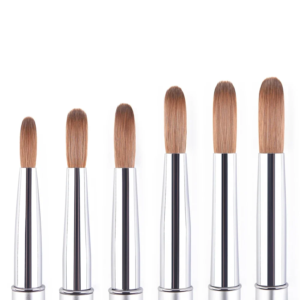 Kolinsky – brosse à ongles en Sable, stylo acrylique, décoration professionnelle, poudre de cristal, Extension liquide, Application, outil de manucure, 100%