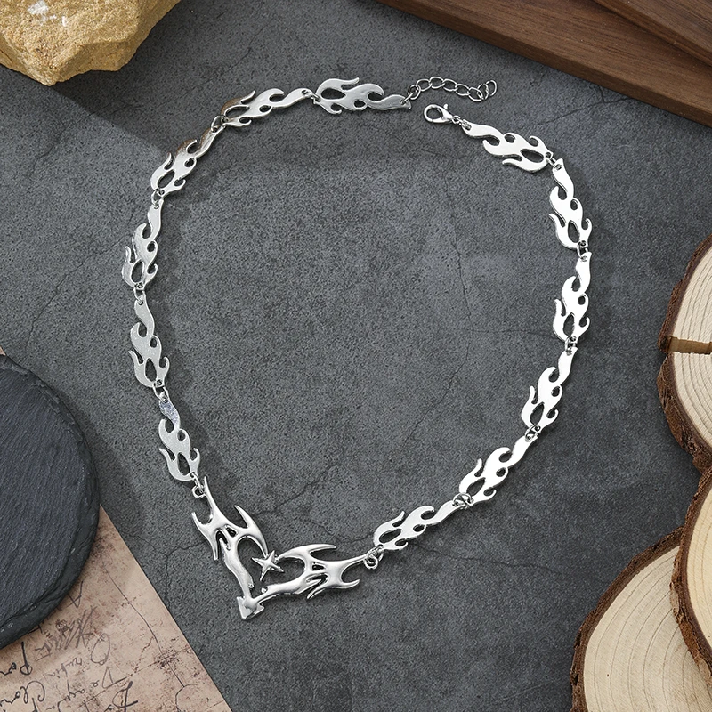 Cross Flame Heart Choker, Punk Jewelry, Gothic Accessories, Y2k, Thorns, Barbed Wire, Hippie, Flame Heart Charm, for Women Man