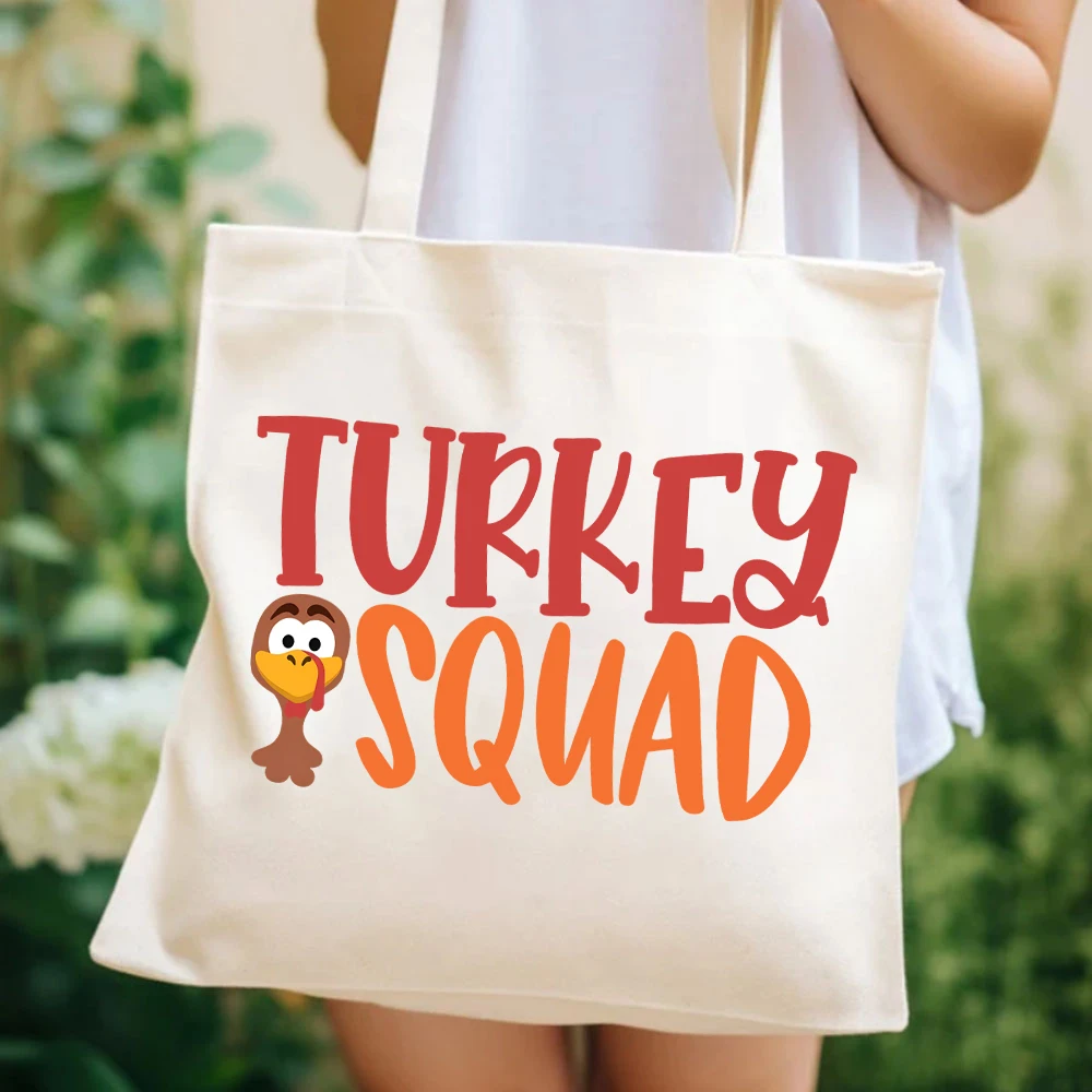 Turkey Squad Women's Handbags Thanksgiving Tote Bag Fall Women's Handbag's Thanksgiving Lady Bags Autumn Bags Thankful Tote Bags